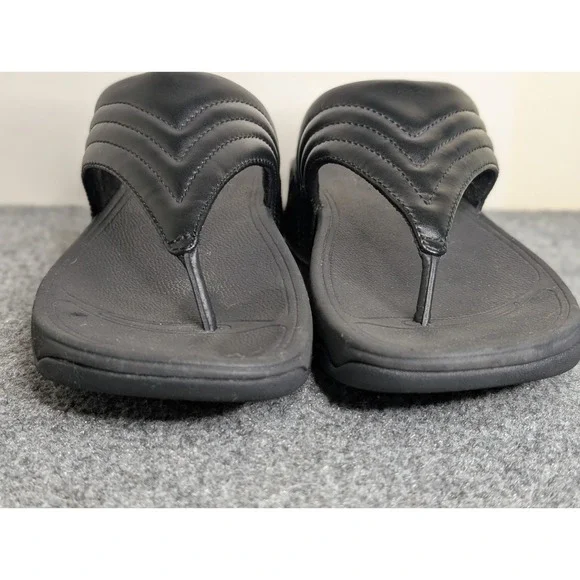 Fitflop Women's Walkstar Flip Flop Sandals Black Size 6 Stitched Leather - Picture 3 of 10